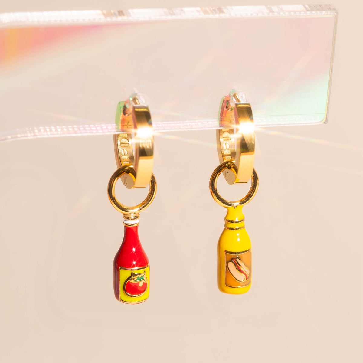 Ketchup & Mustard Huggie Hoop Charms