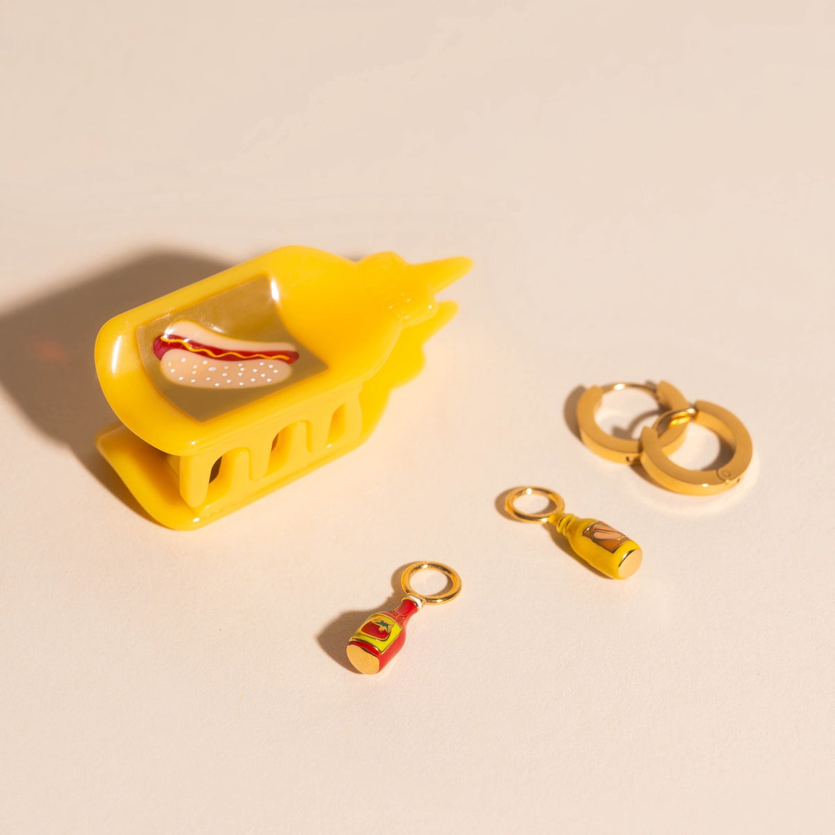 Ketchup & Mustard Huggie Hoop Charms