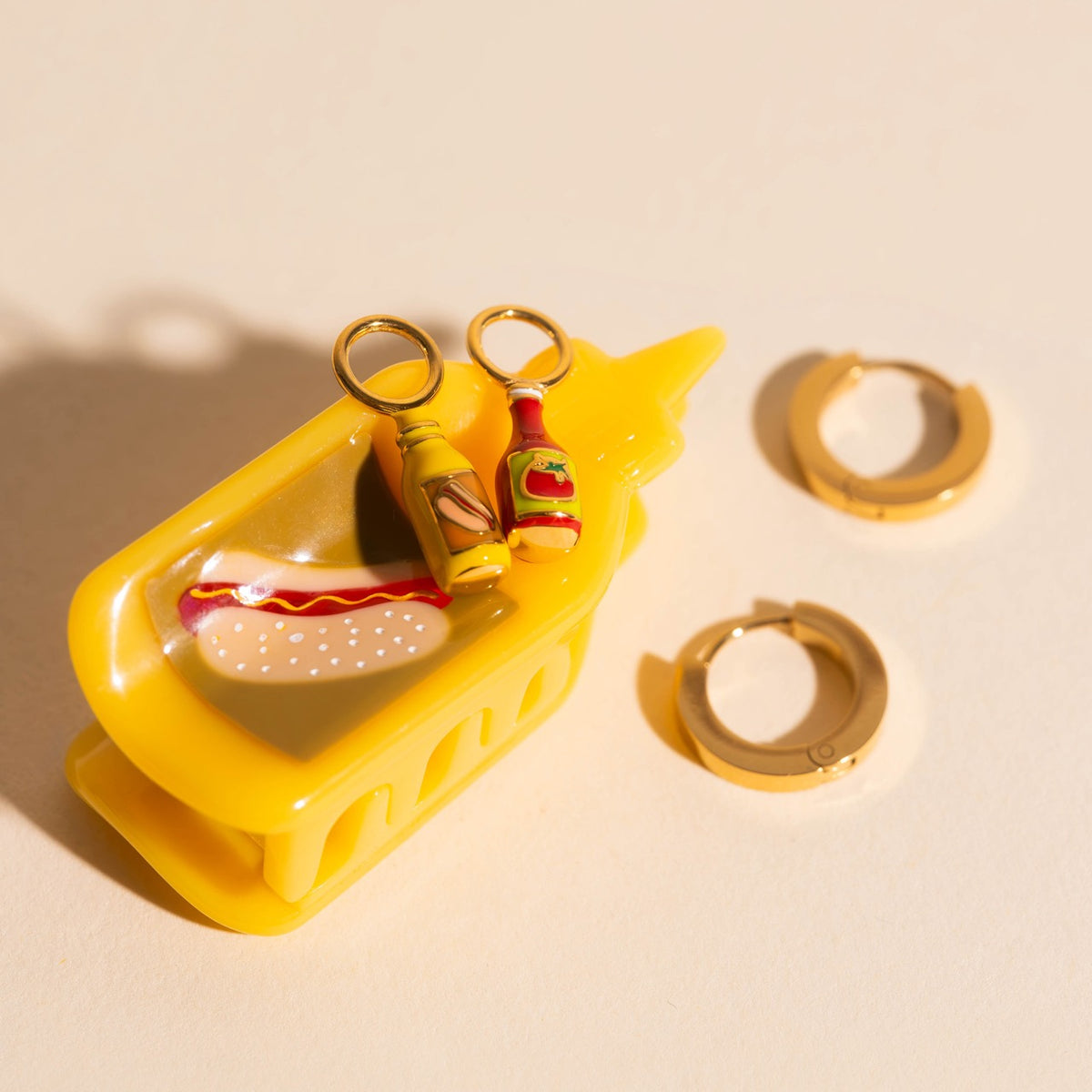 Ketchup & Mustard Huggie Hoop Charms