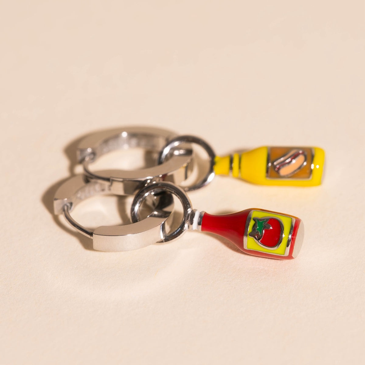 Ketchup & Mustard Huggie Hoop Charms