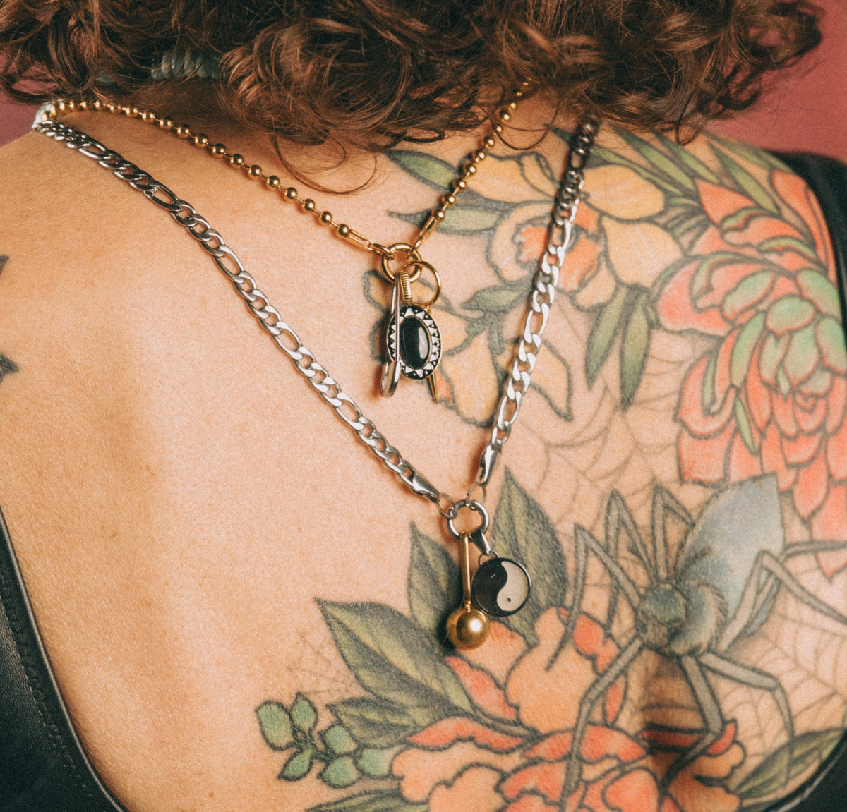 Black Stone Necklace Charm