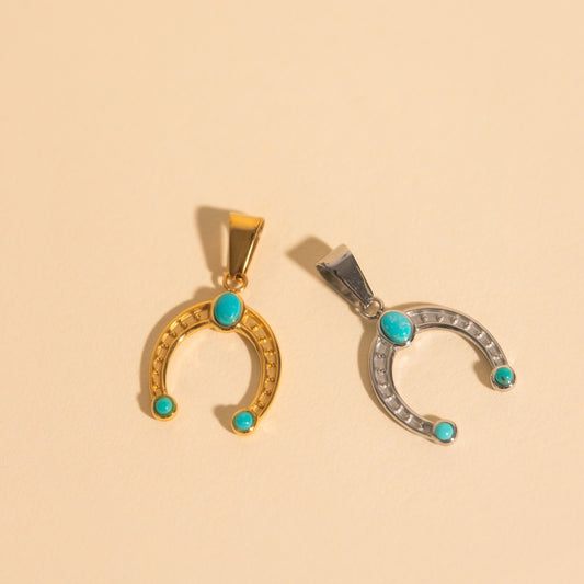 Turquoise Horseshoe Necklace Charm