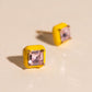 Neon Yellow Square Color Dab Stud Earrings