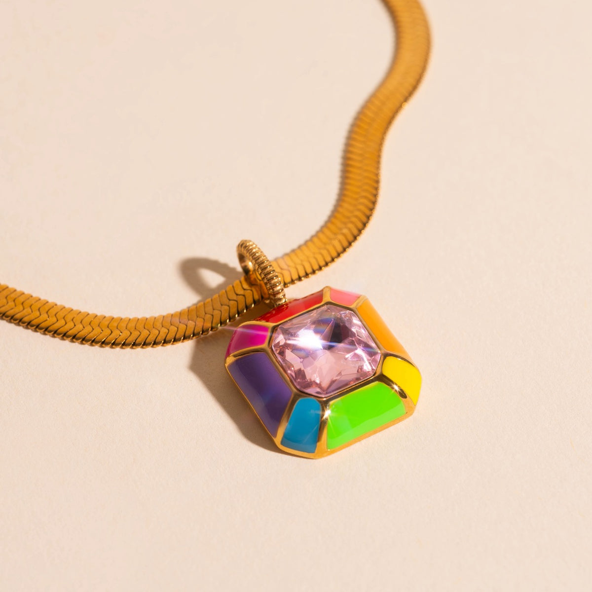 Neon Rainbow Miley Necklace Charm
