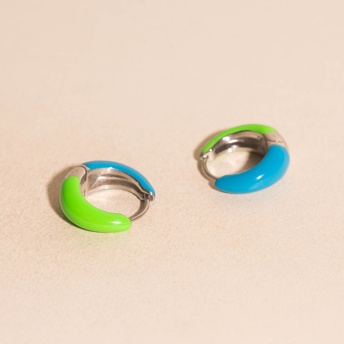 Neon Split Teardrop Chunky Huggie Hoop Earrings
