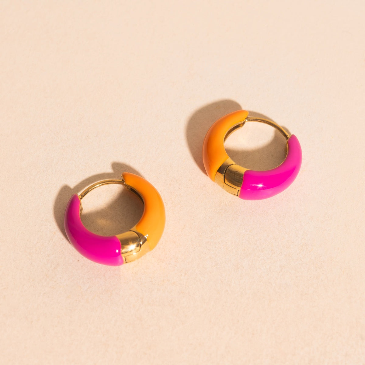 Neon Split Teardrop Chunky Huggie Hoop Earrings