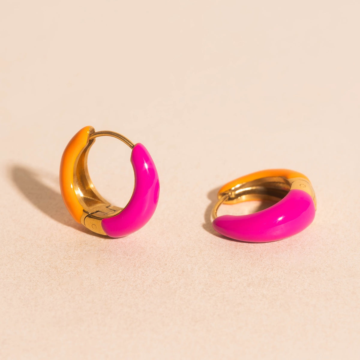 Neon Split Teardrop Chunky Huggie Hoop Earrings