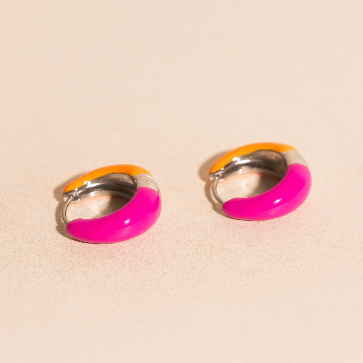 Neon Split Teardrop Chunky Huggie Hoop Earrings