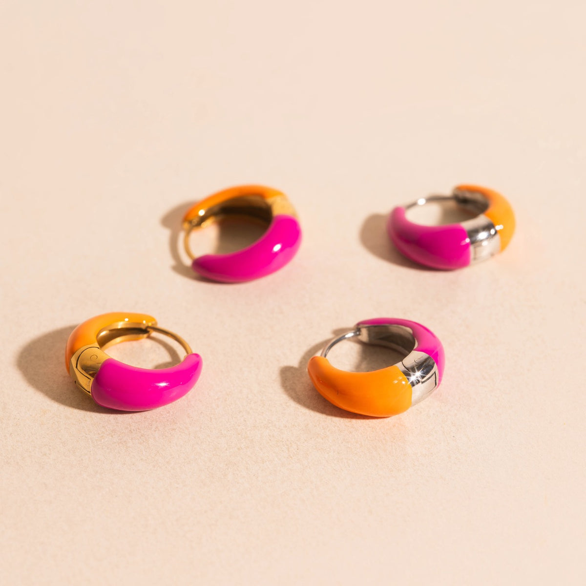 Neon Split Teardrop Chunky Huggie Hoop Earrings