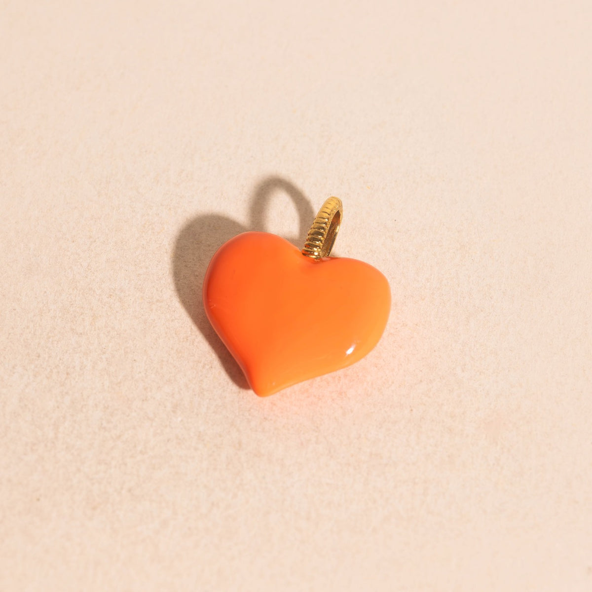 Neon Orange Heart Necklace Charm