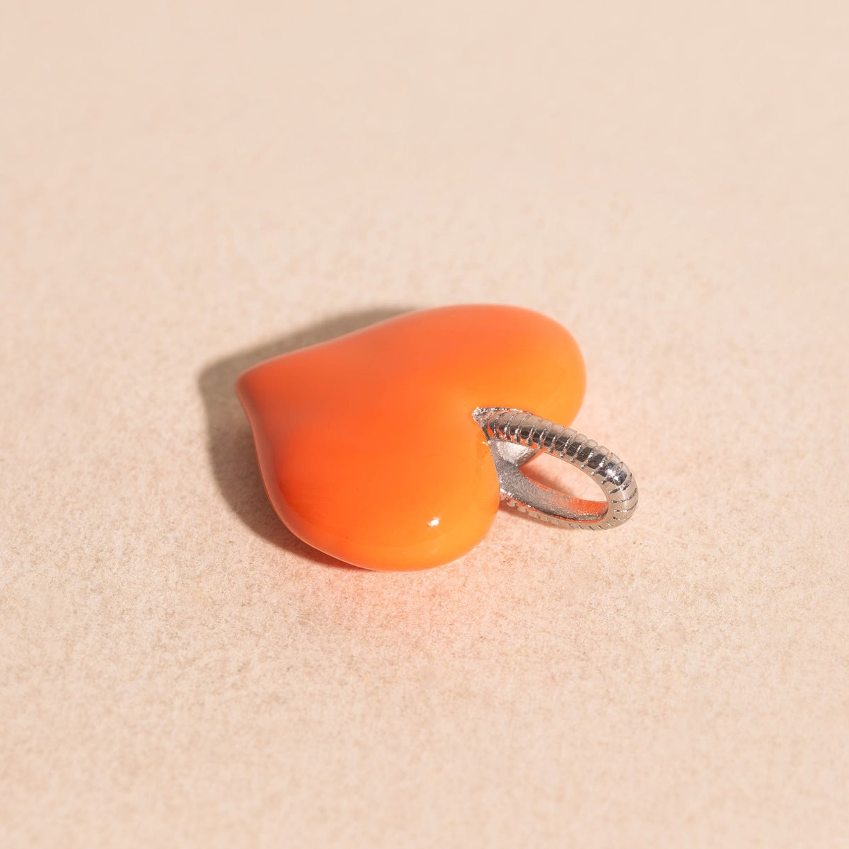 Neon Orange Heart Necklace Charm