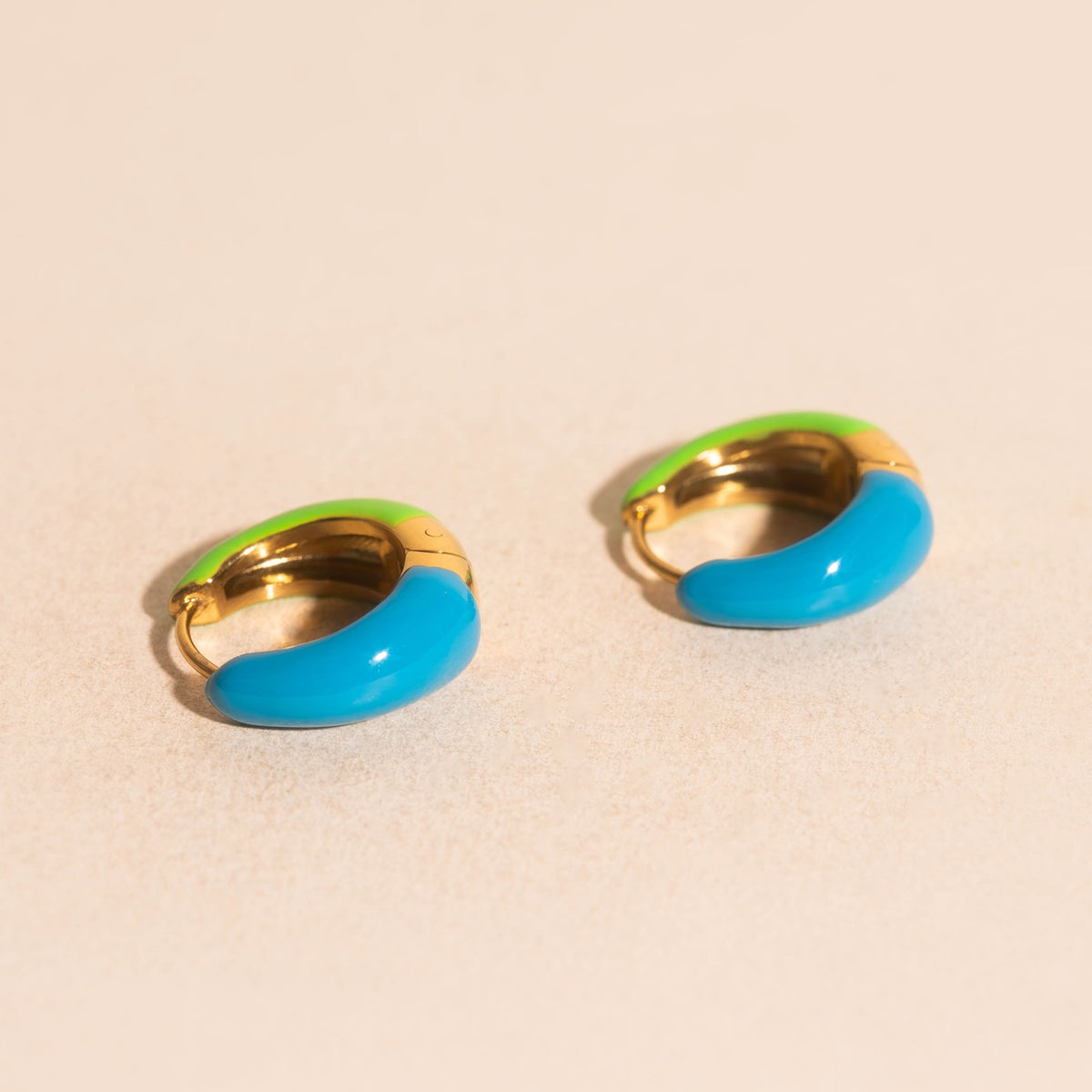 Neon Split Teardrop Chunky Huggie Hoop Earrings