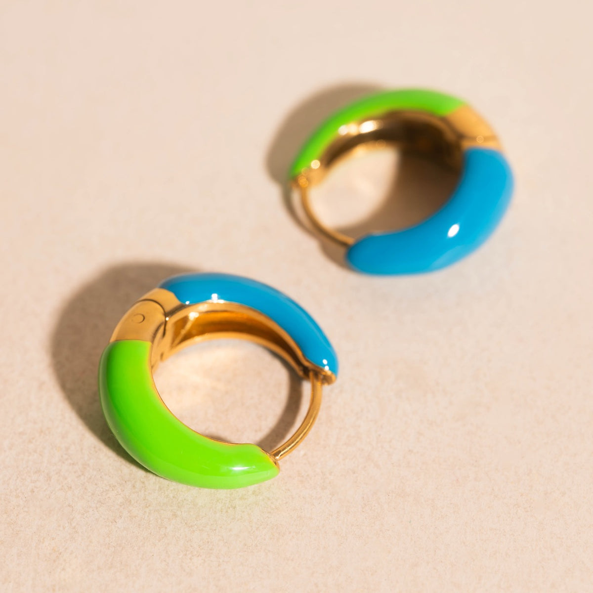 Neon Split Teardrop Chunky Huggie Hoop Earrings