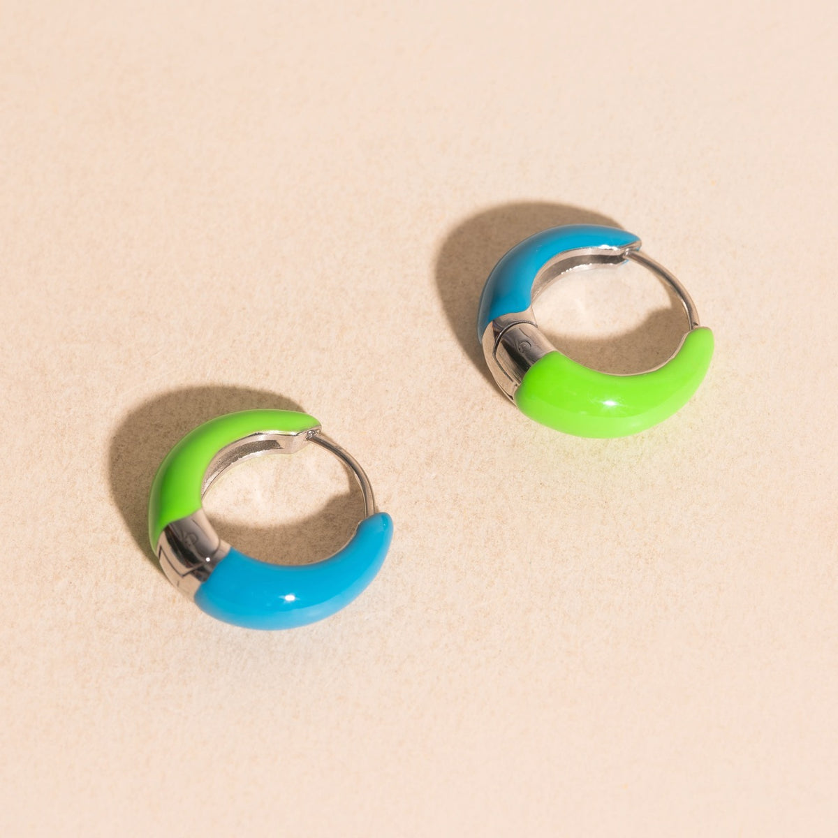 Neon Split Teardrop Chunky Huggie Hoop Earrings