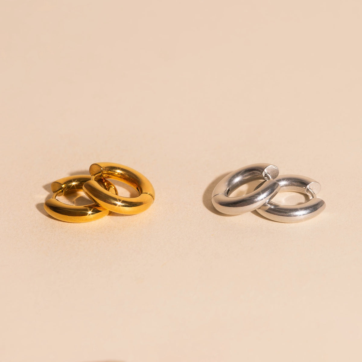 Chunky Rounded Huggie Hoop Earrings