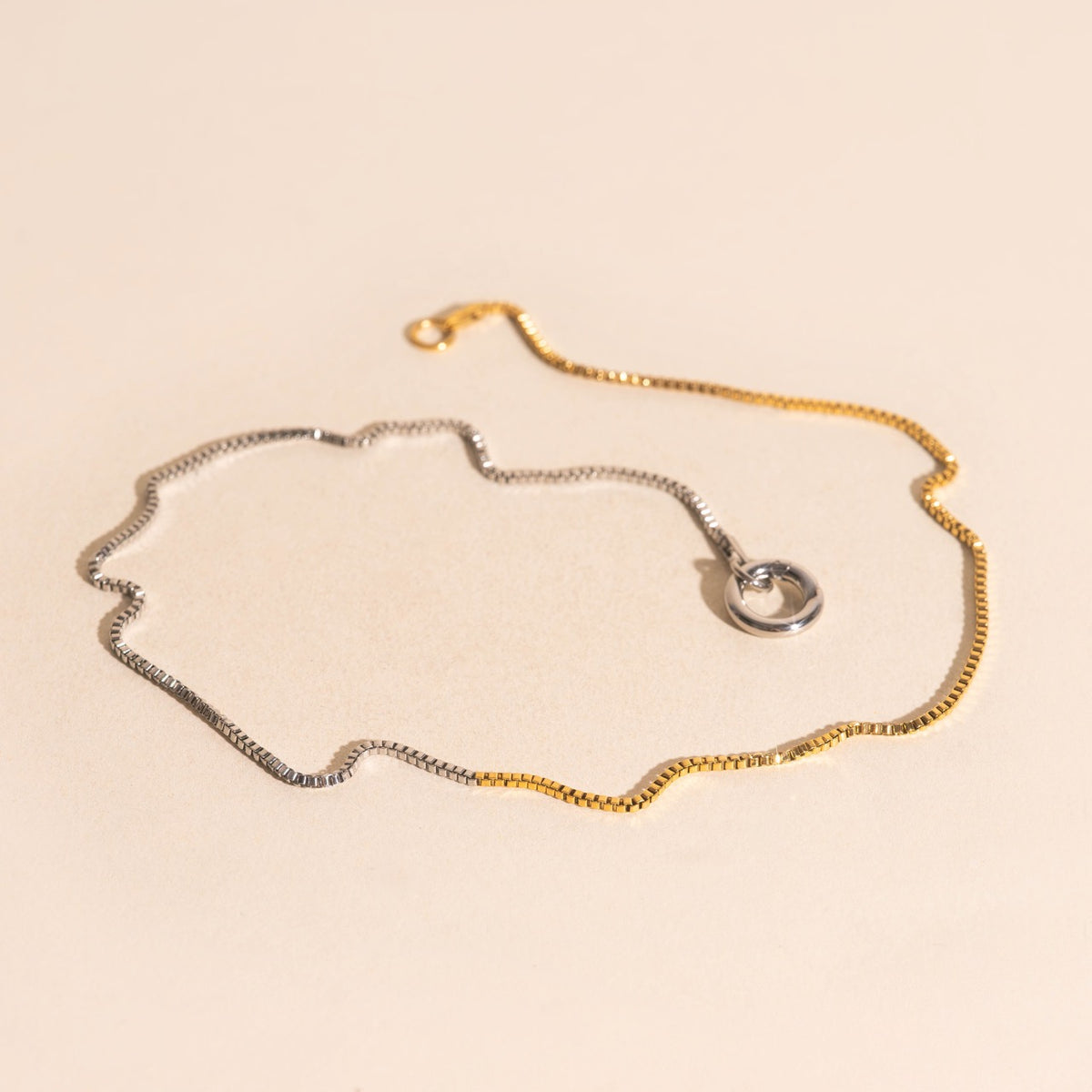 Mixed Metal Dainty Box Chain Necklace