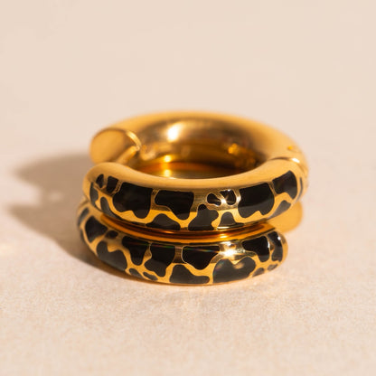 Cow Chunky Rounded Huggie Hoop Earrings