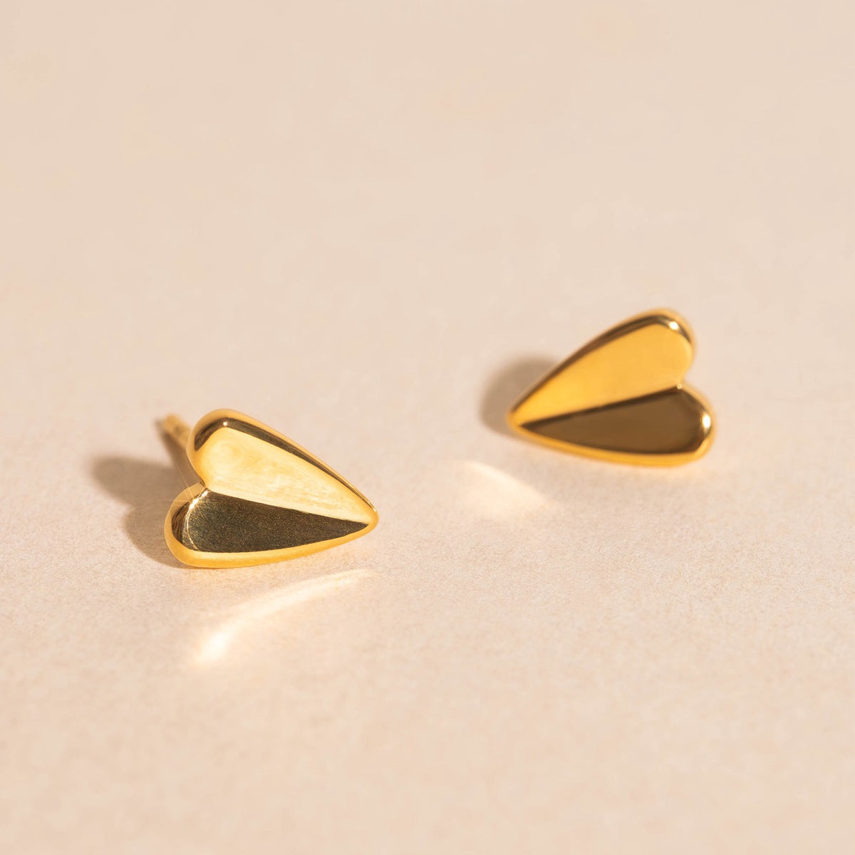 Folded Heart Stud Earrings