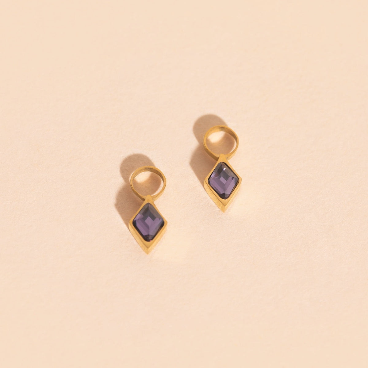 February Birthstone Huggie Hoop Charms