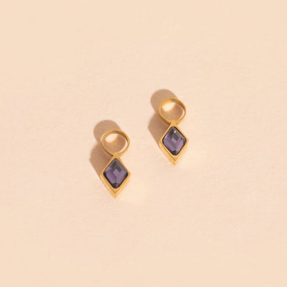 February Birthstone Huggie Hoop Charms