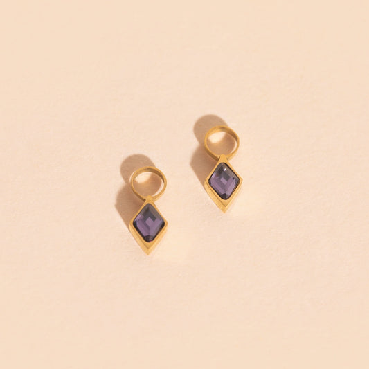 February Birthstone Huggie Hoop Charms