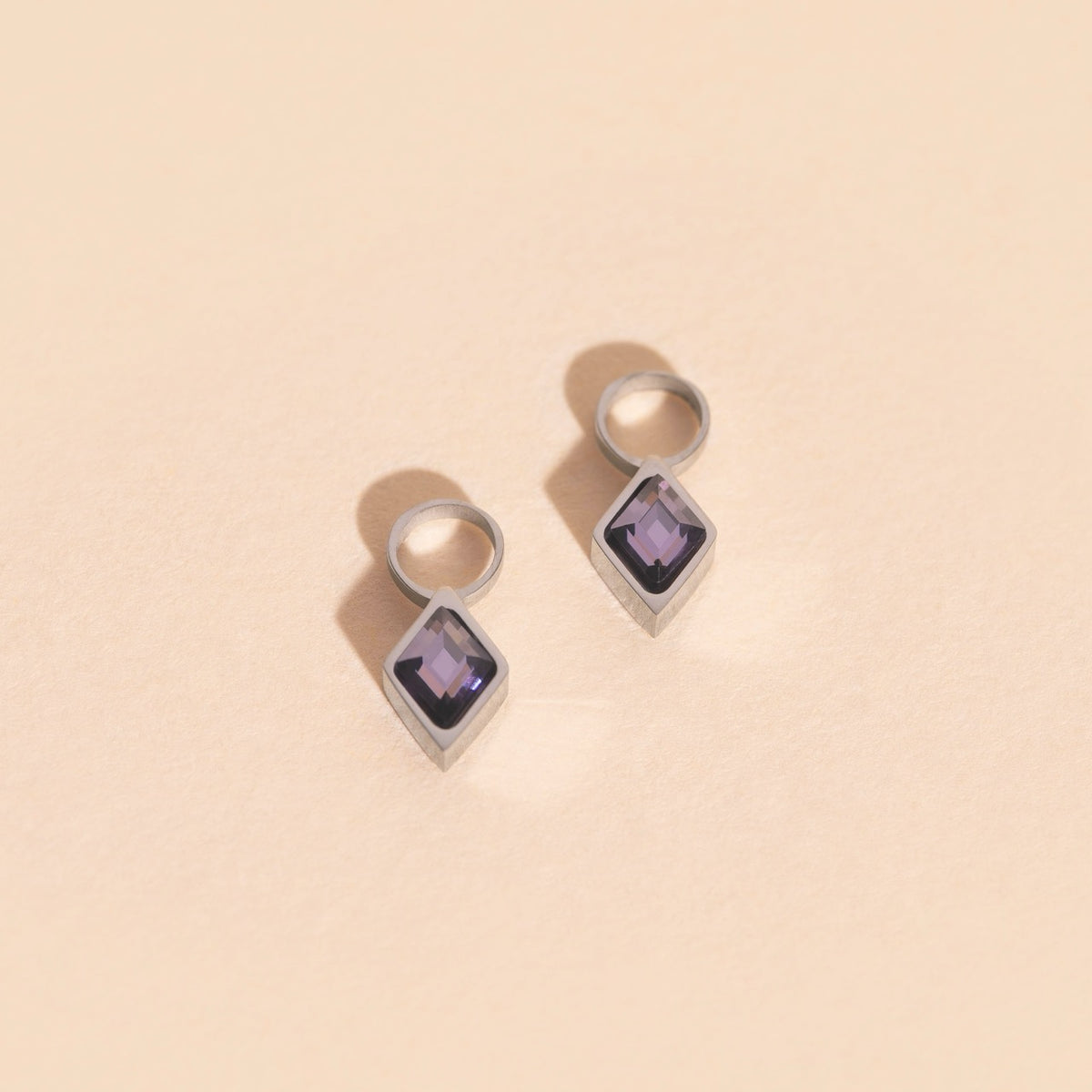 February Birthstone Huggie Hoop Charms