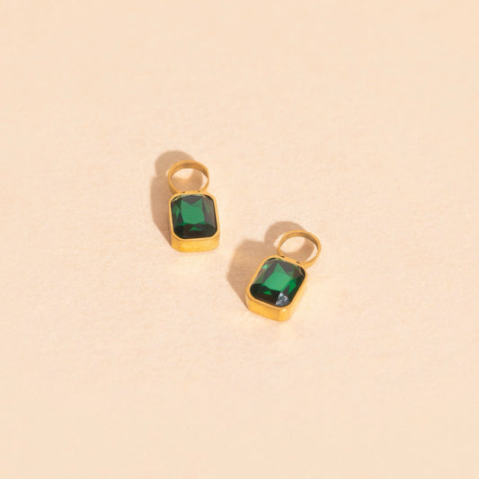 May Birthstone Huggie Hoop Charms