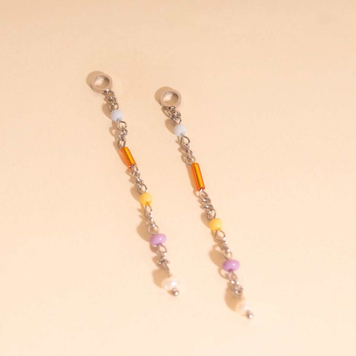 Bead Chain Huggie Hoop Charms