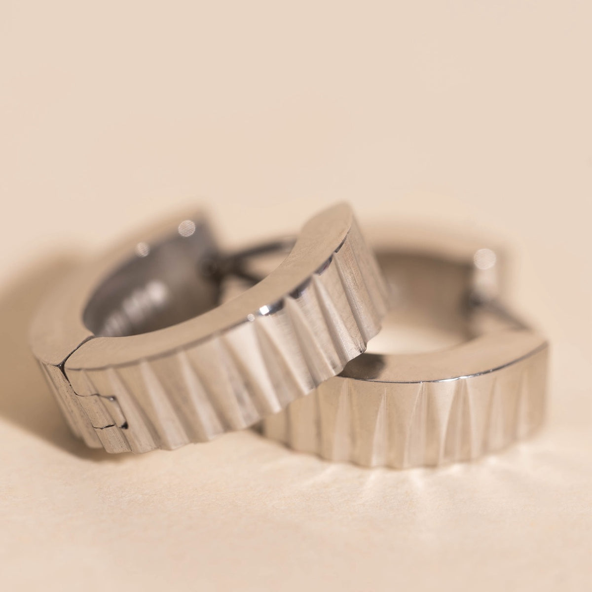 Textured Chunky Huggie Hoop Earrings