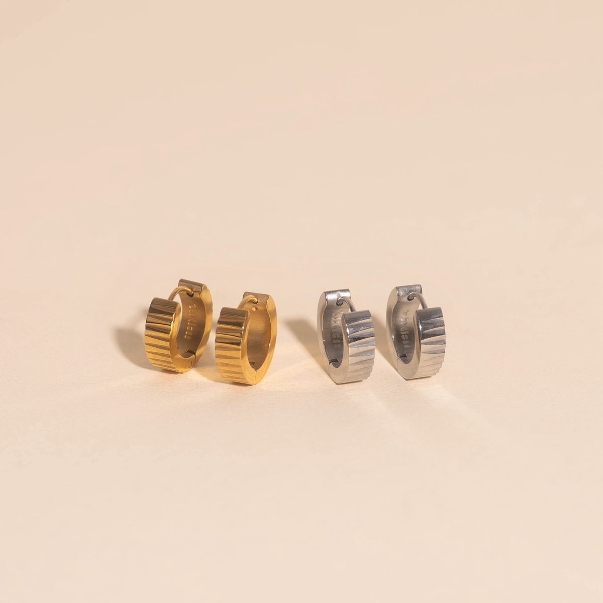 Textured Chunky Huggie Hoop Earrings
