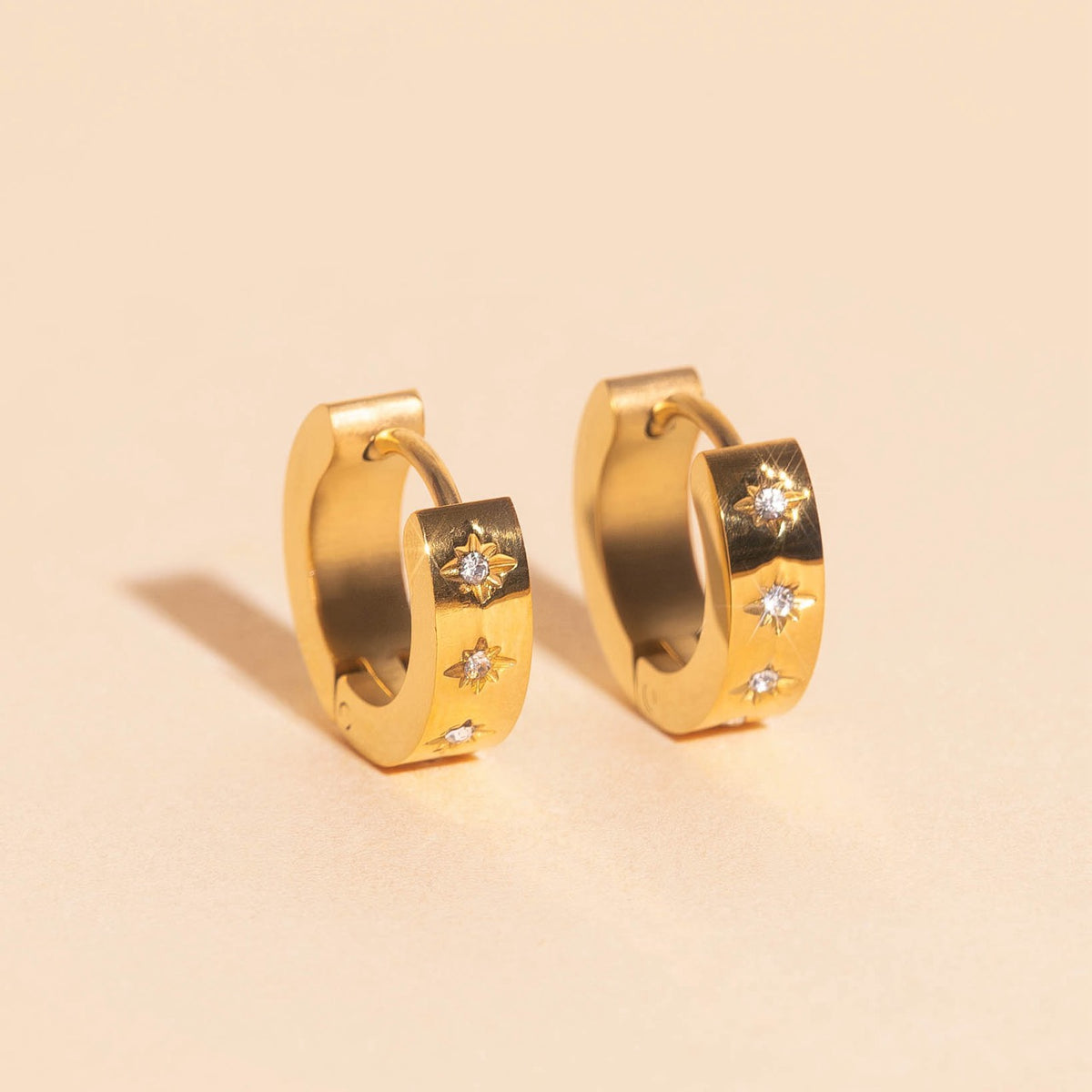 Starburst Chunky Huggie Hoop Earrings