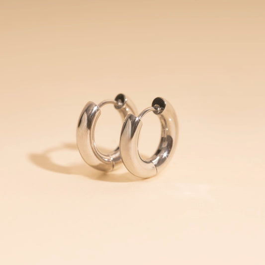 Titanium Chunky Rounded Huggie Hoop Earrings - FeatherTUFF™