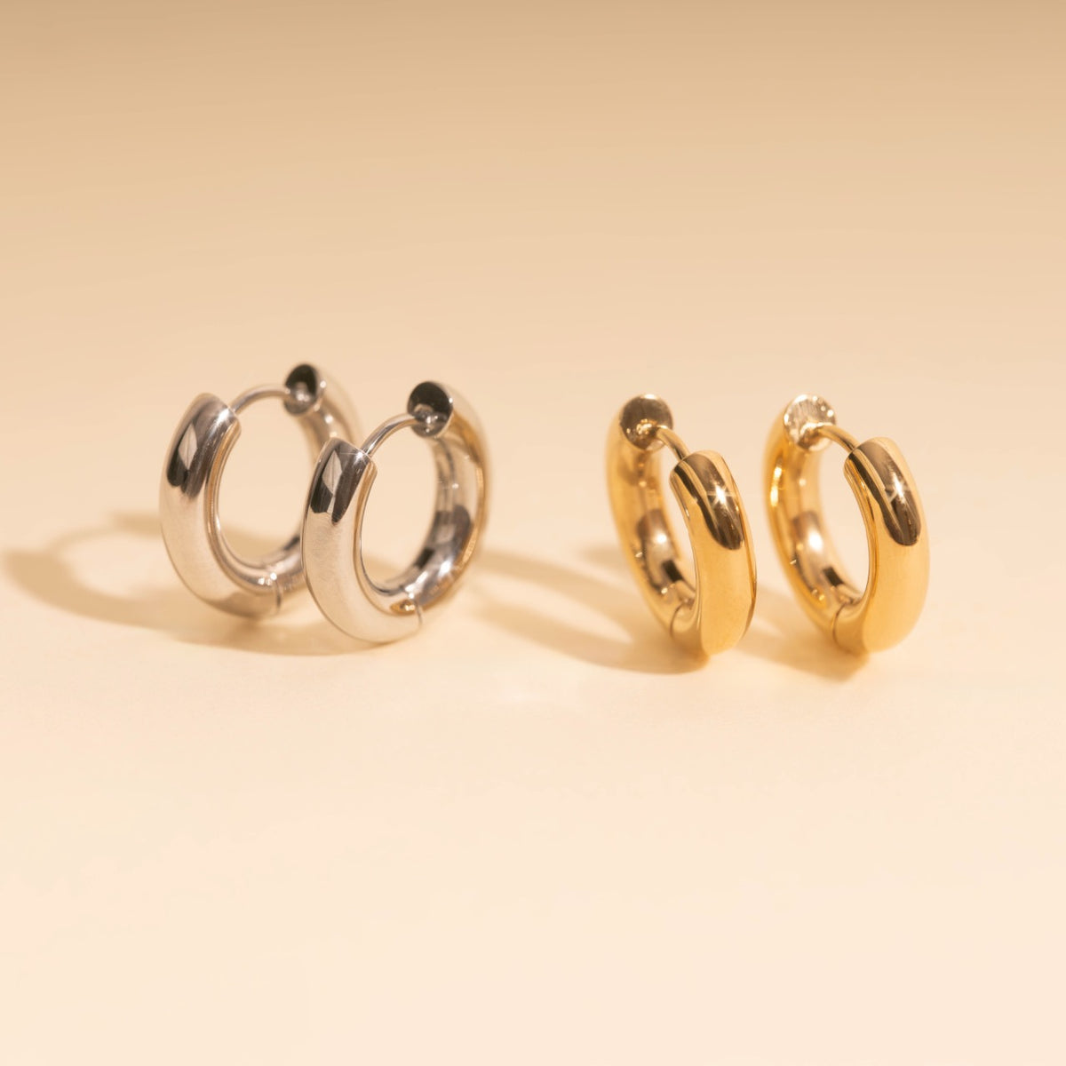 Titanium Chunky Rounded Huggie Hoop Earrings - FeatherTUFF™