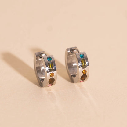 Gemstone Chunky Huggie Hoop Earrings