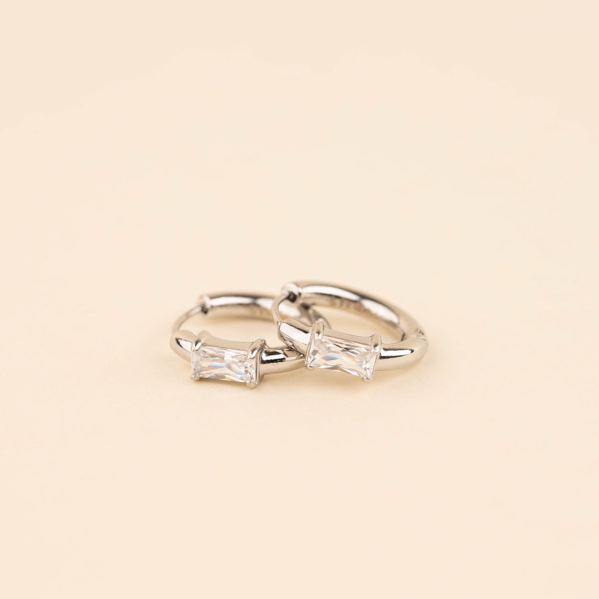 Baguette Crystal Rounded Huggie Hoop Earrings