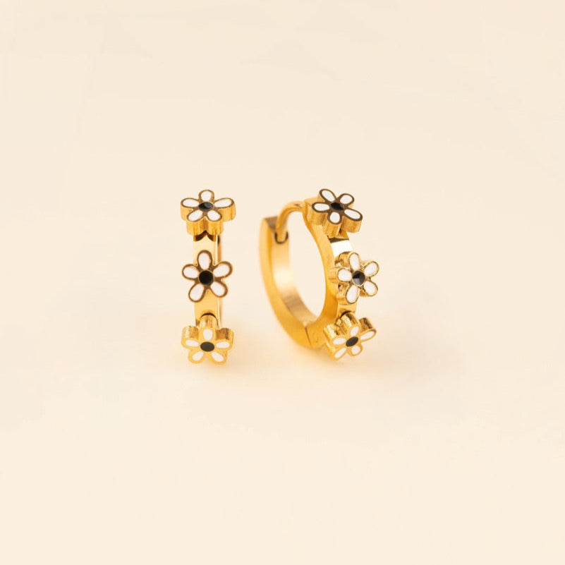 Daisy 3D Huggie Hoop Earrings