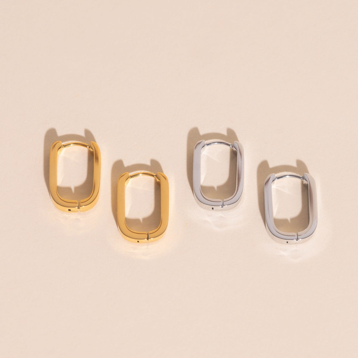 Titanium Smooth Oblong Huggie Hoop Earrings - FeatherTUFF™