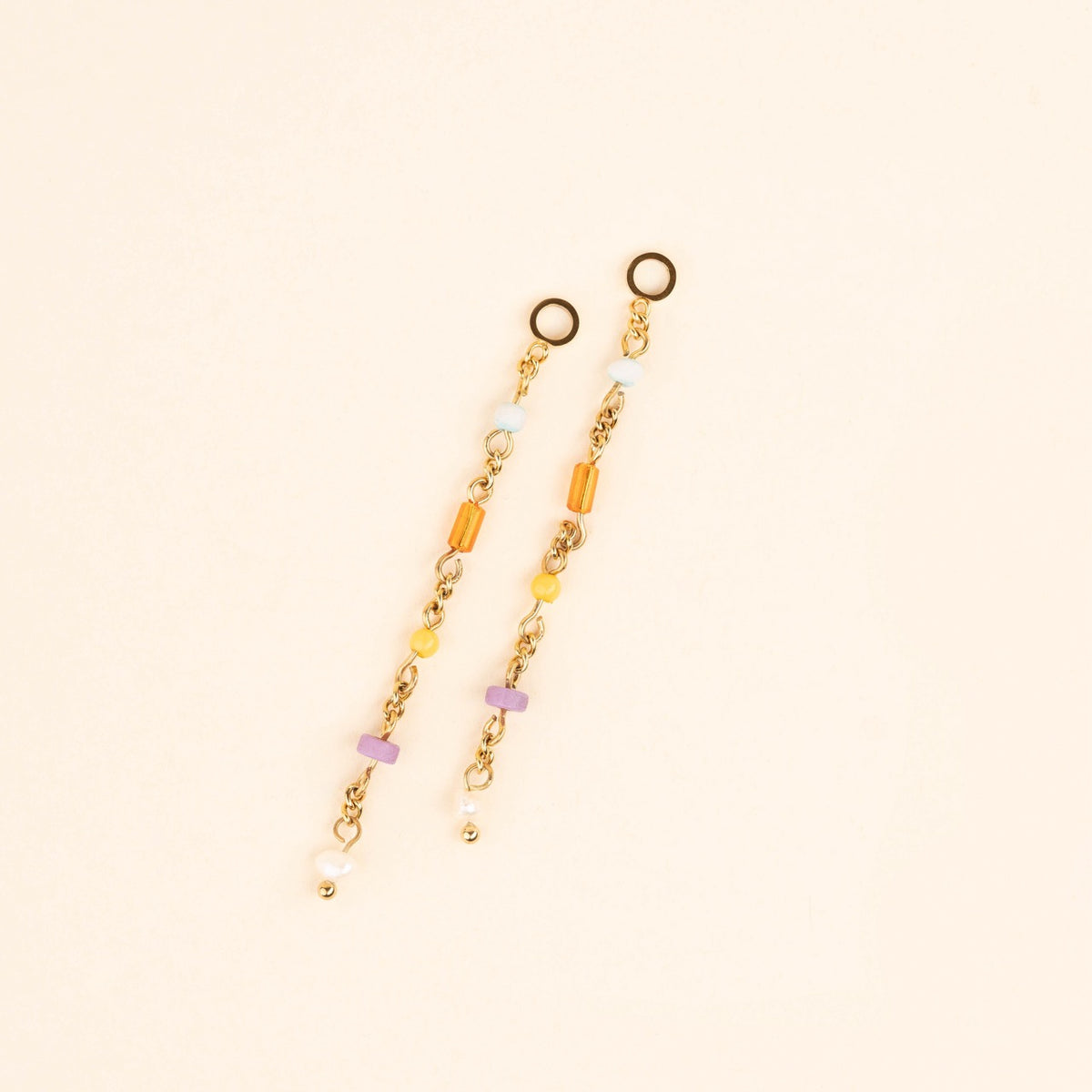 Bead Chain Huggie Hoop Charms