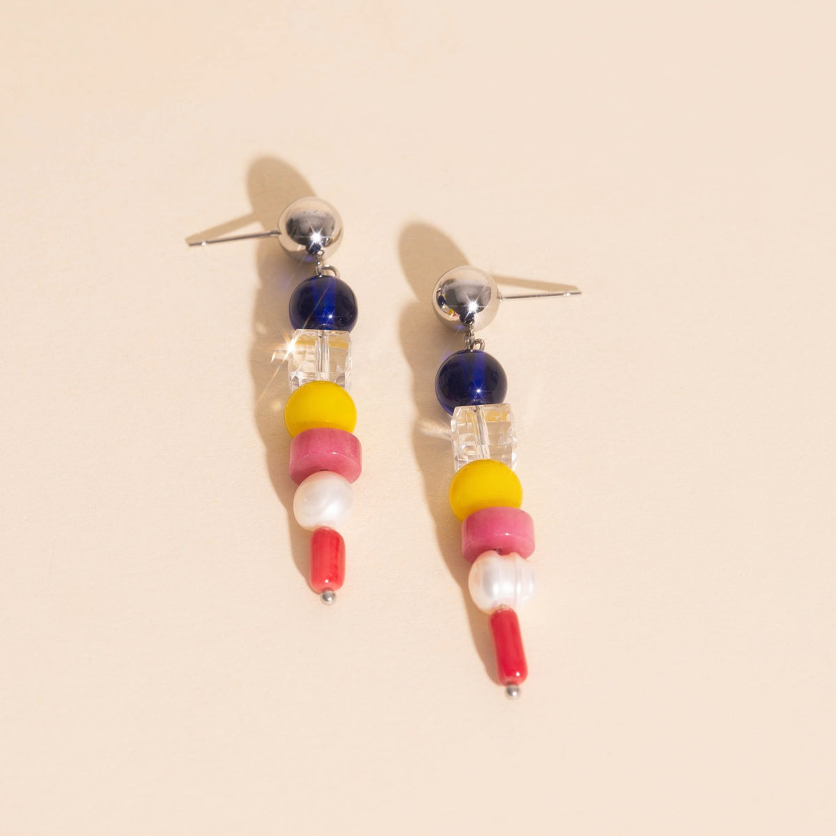Sea Glass Dangle Stud Earrings