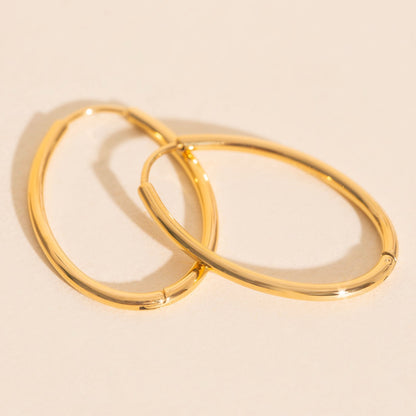 Oval Rounded Huggie Hoop Earrings