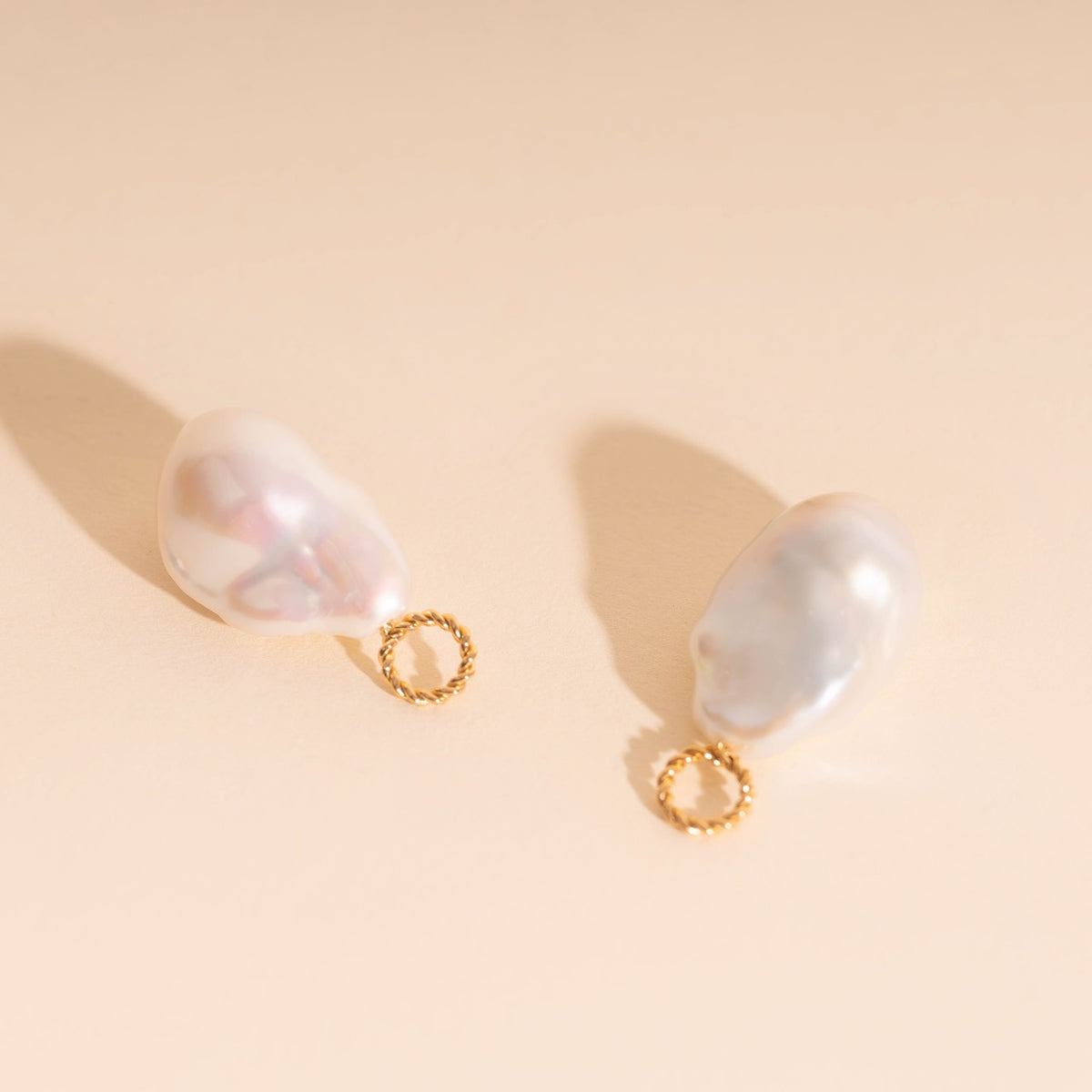 Jumbo Baroque Natural Pearl Huggie Hoop Charms