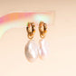 Jumbo Baroque Natural Pearl Huggie Hoop Charms