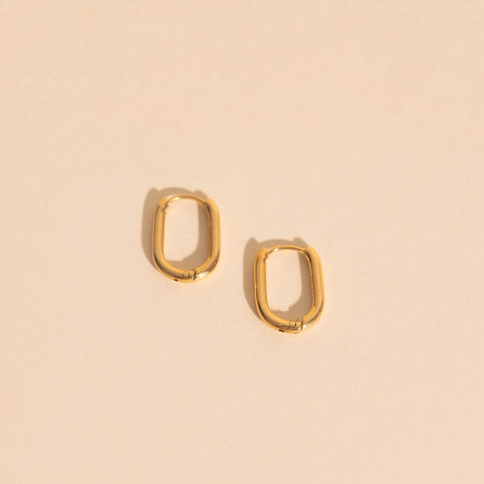 Rectangle Rounded Huggie Hoop Earrings