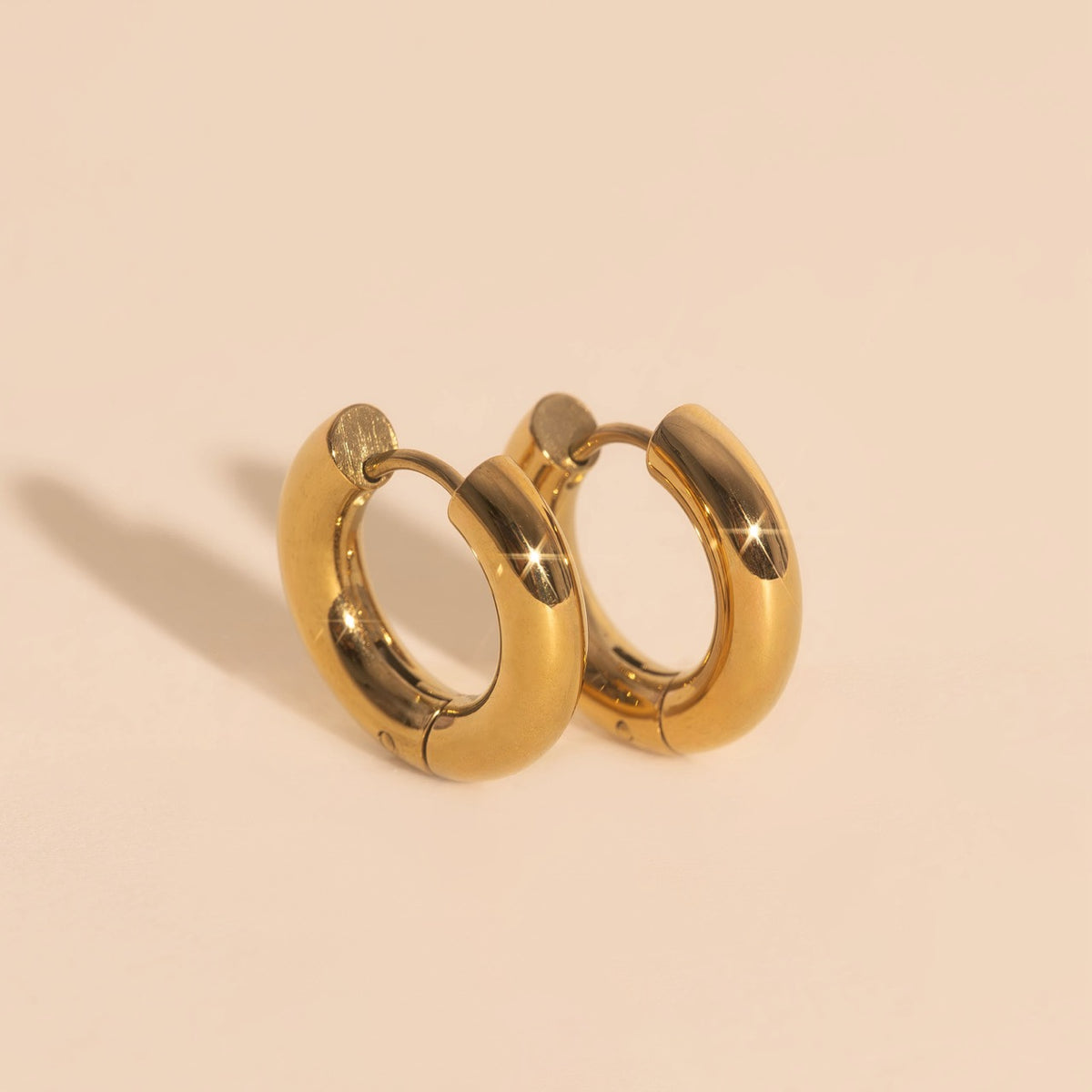 Titanium Chunky Rounded Huggie Hoop Earrings - FeatherTUFF™