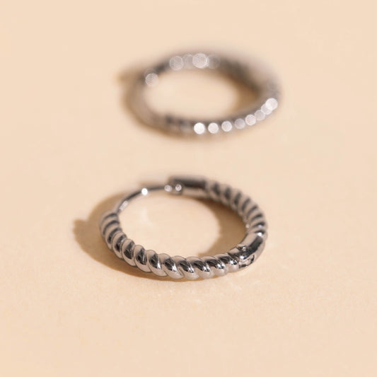 Rope Rounded Huggie Hoop Earrings