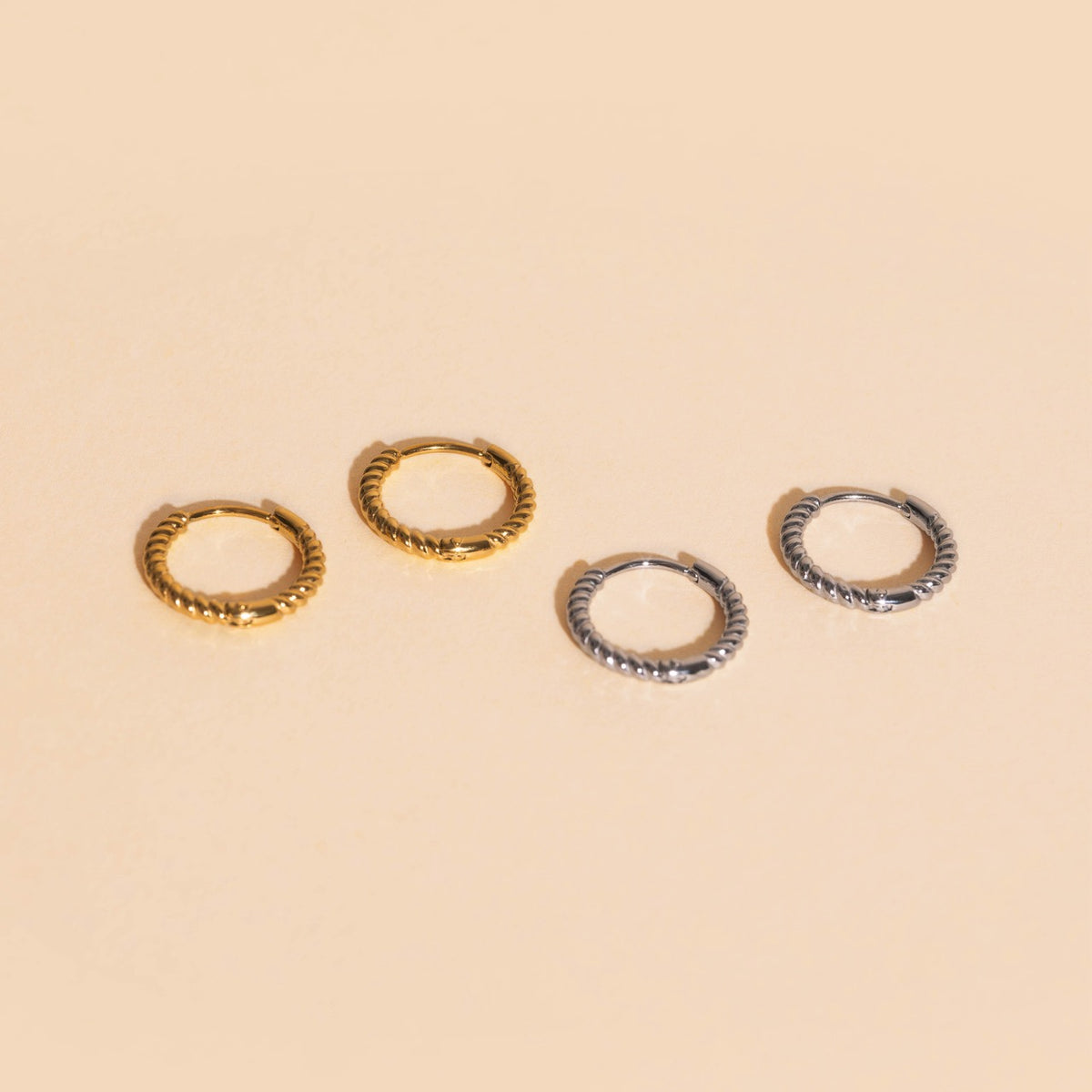 Rope Rounded Huggie Hoop Earrings