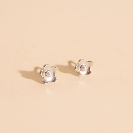 Mini Pearl Flower Stud Earrings