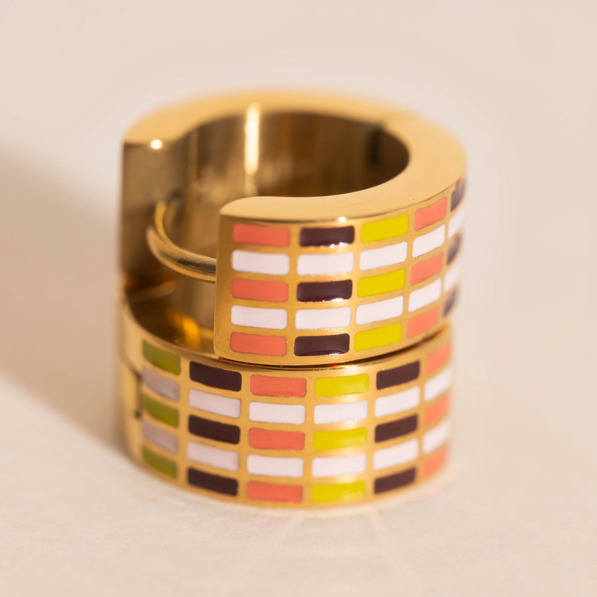 Stitched Super Chunky Huggie Hoop Earrings