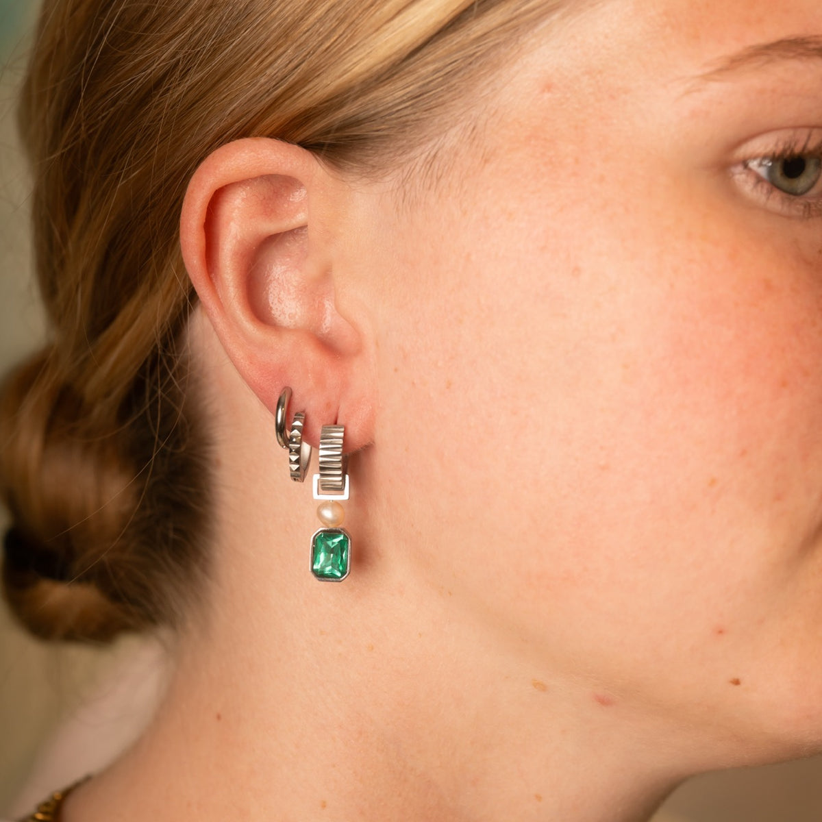 Textured Chunky Huggie Hoop Earrings