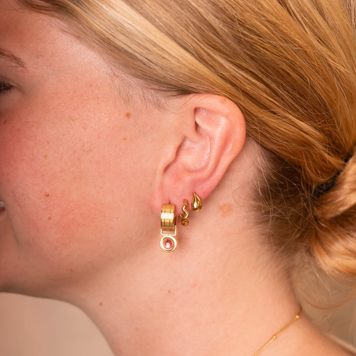 Squiggly Rounded Huggie Hoop Earrings